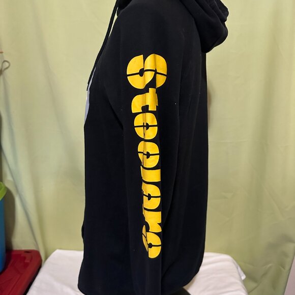 Pittsburgh Steelers Sleeve Spell-out Men's Black Hoodie Sweater Size Medium NFL - Picture 4 of 6